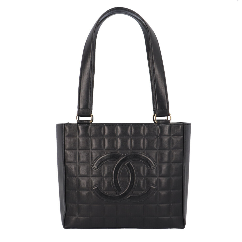 CHANEL Black Lambskin Leather Shoulder Bag